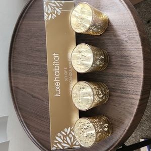 Luxehabitat Set of 4 shimmering gold votive candle holders
